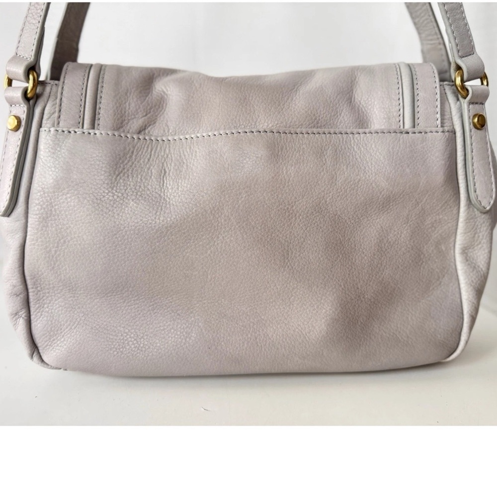American Leather Co. Reni Glove Grey Leather Shoulder Bag Purse Turn lock Close - Picture 5 of 9